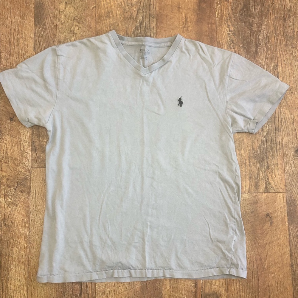 Ralph Lauren Men’s Polo Short Sleeve V-Neck T-Shirt Logo Gray Small